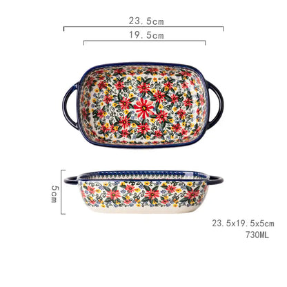 Ceramic Handle Binaural Soup Bowl for Oven & Microwave