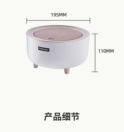 Creative Nordic Style Wooden Pattern Trash Can with Lid