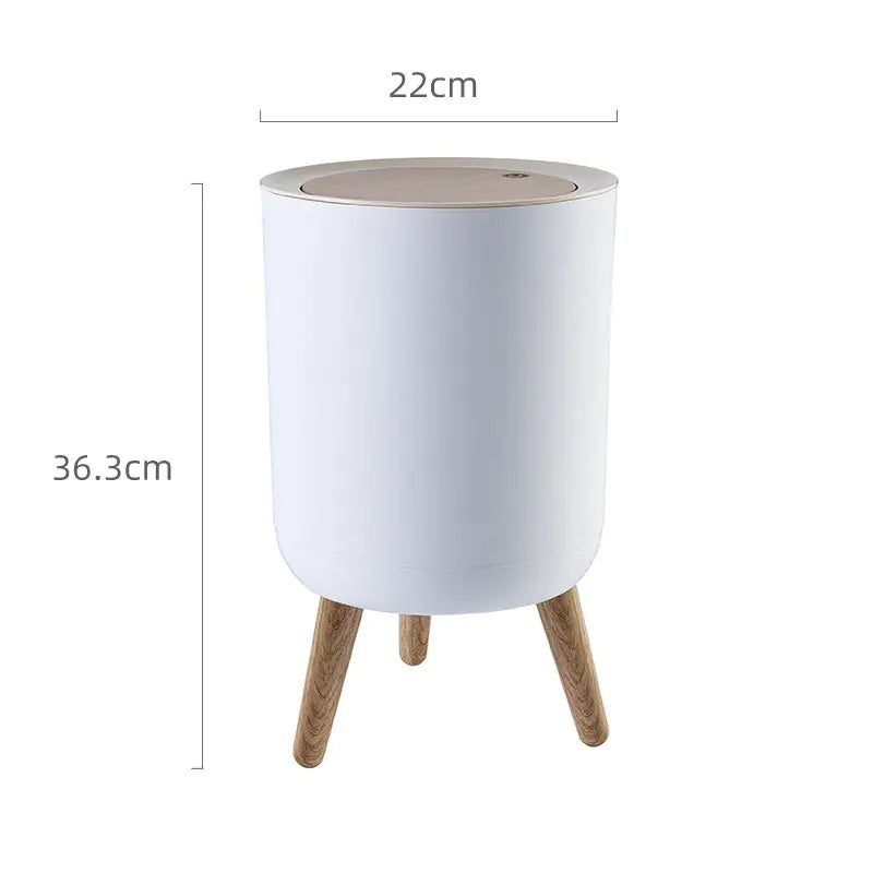 Creative Nordic Style Wooden Pattern Trash Can with Lid