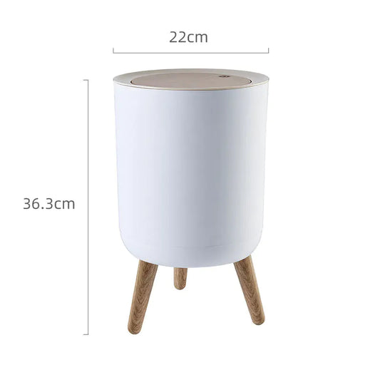 Creative Nordic Style Wooden Pattern Trash Can with Lid