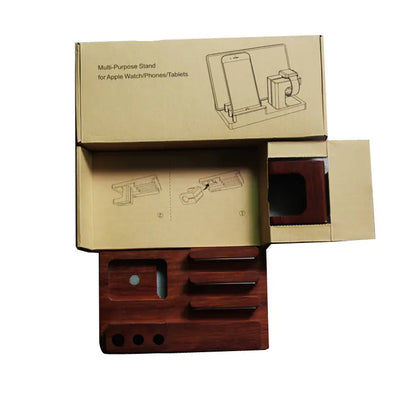 3-in-1 Bamboo Phone Stand & Wooden Charging Base