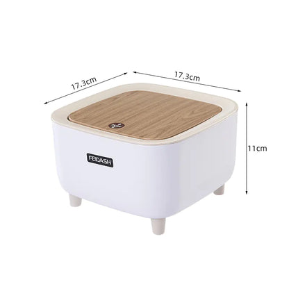 Creative Nordic Style Wooden Pattern Trash Can with Lid